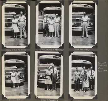 (GREYHOUND BUS COMPANY) Personal album compiled and photographed by Mildred Bailey, comprising 225 photographs of herself and fellow At
